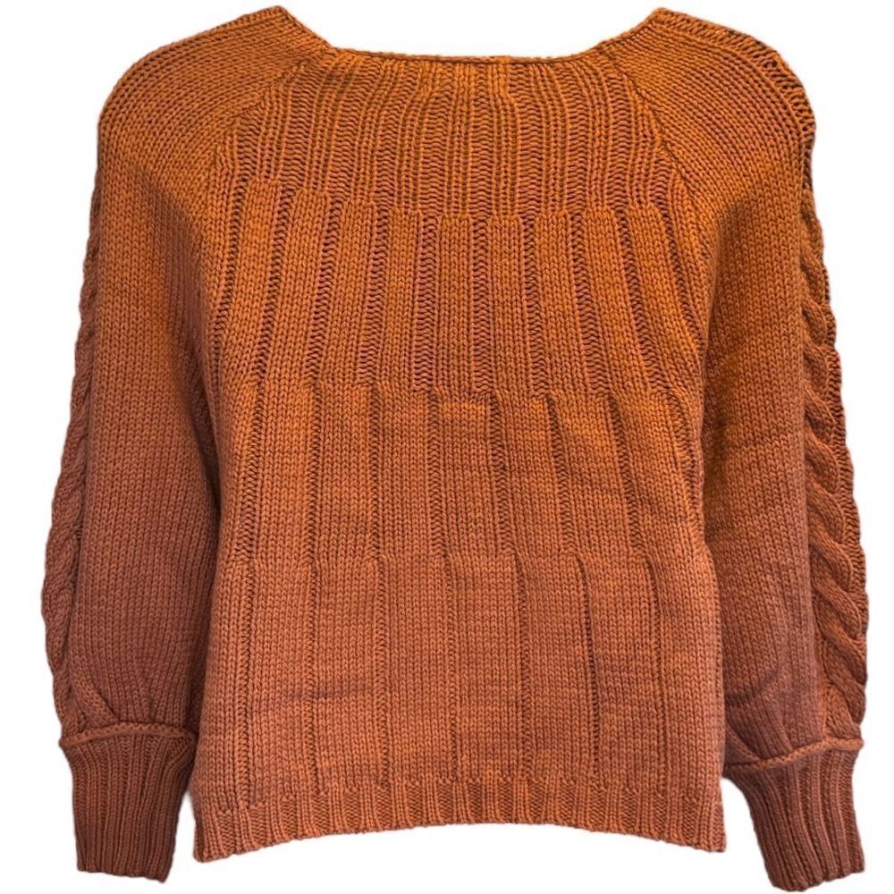 Rust Cable-Knit Round Neck Raglan Sleeve Sweater Large NEW - HYFVE - Picture 14 of 14